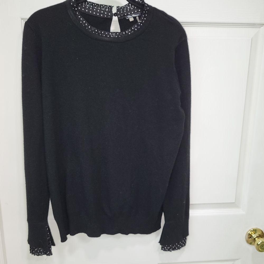 Elegant Black Sweater with Polka Dot Accents